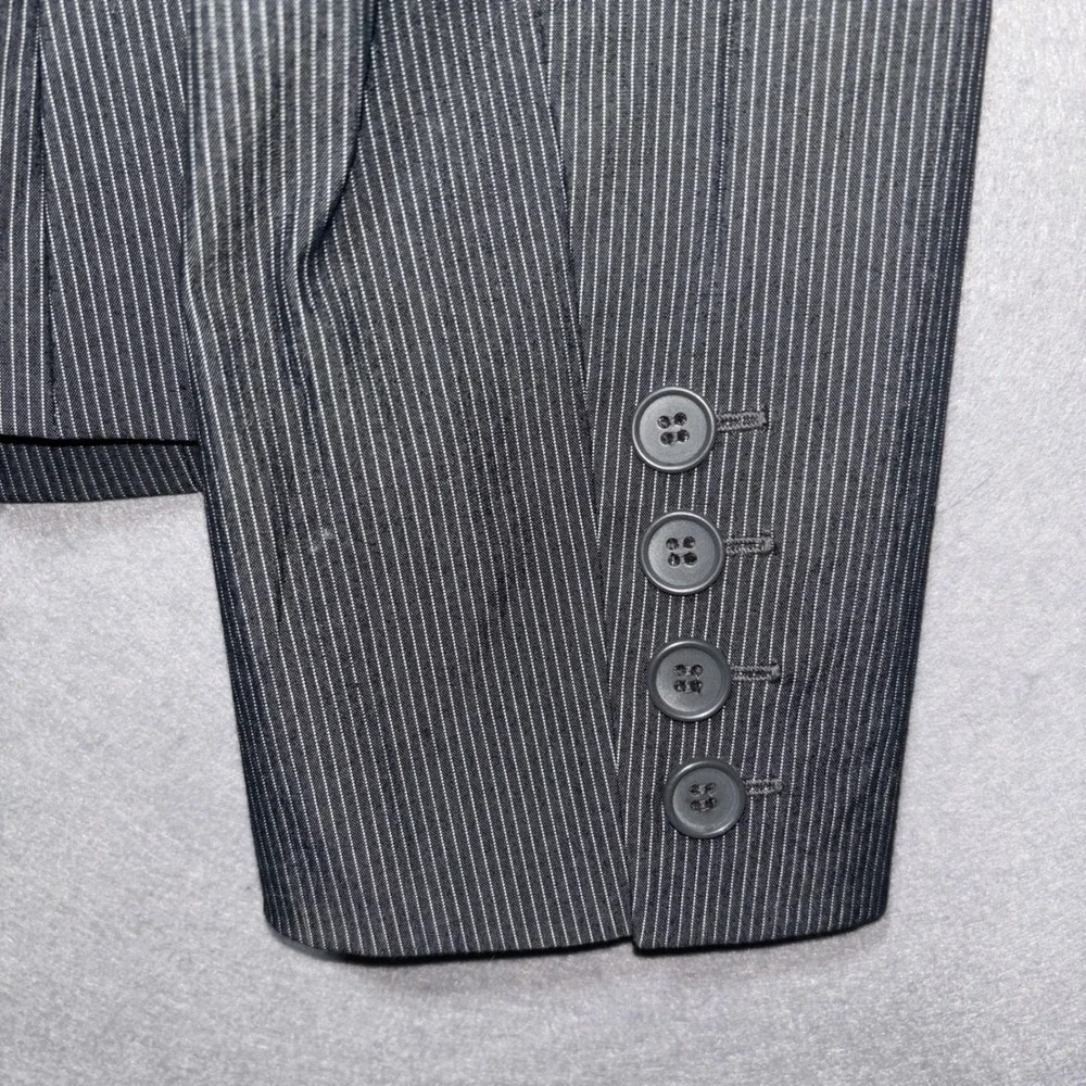 New York Company Stretch Pinstripe Blazer Jacket Women Size 4 Gray Office Career
